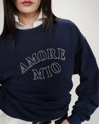 Pull oversize à message marine Valino