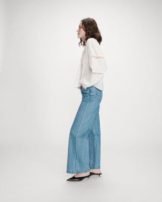 Blouse col à volants ivoire Velma