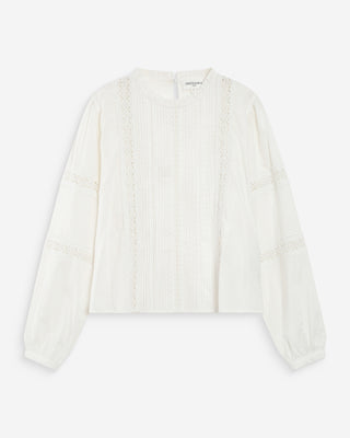 Blouse col à volants ivoire Velma