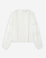 Blusa con cuello de volantes y encaje ivoire Velma