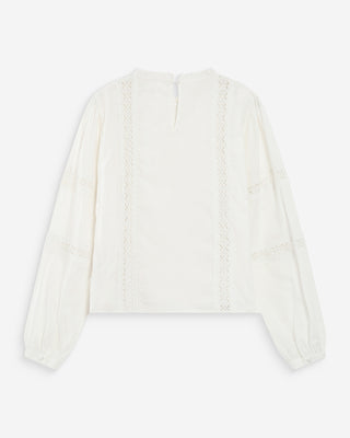 Blouse col à volants ivoire Velma