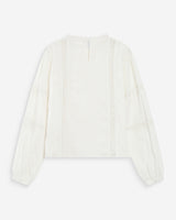 Blusa con cuello de volantes y encaje ivoire Velma