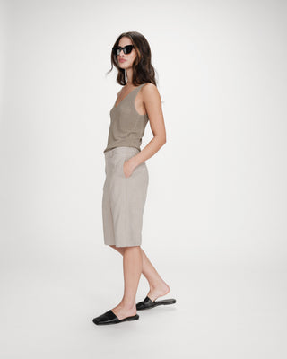 Top ajusté en lurex kaki Paillette