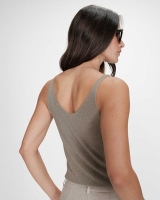 Top ajusté en lurex kaki Paillette