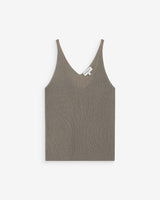 Top de lurex ajustado con escote en V kaki Paillette