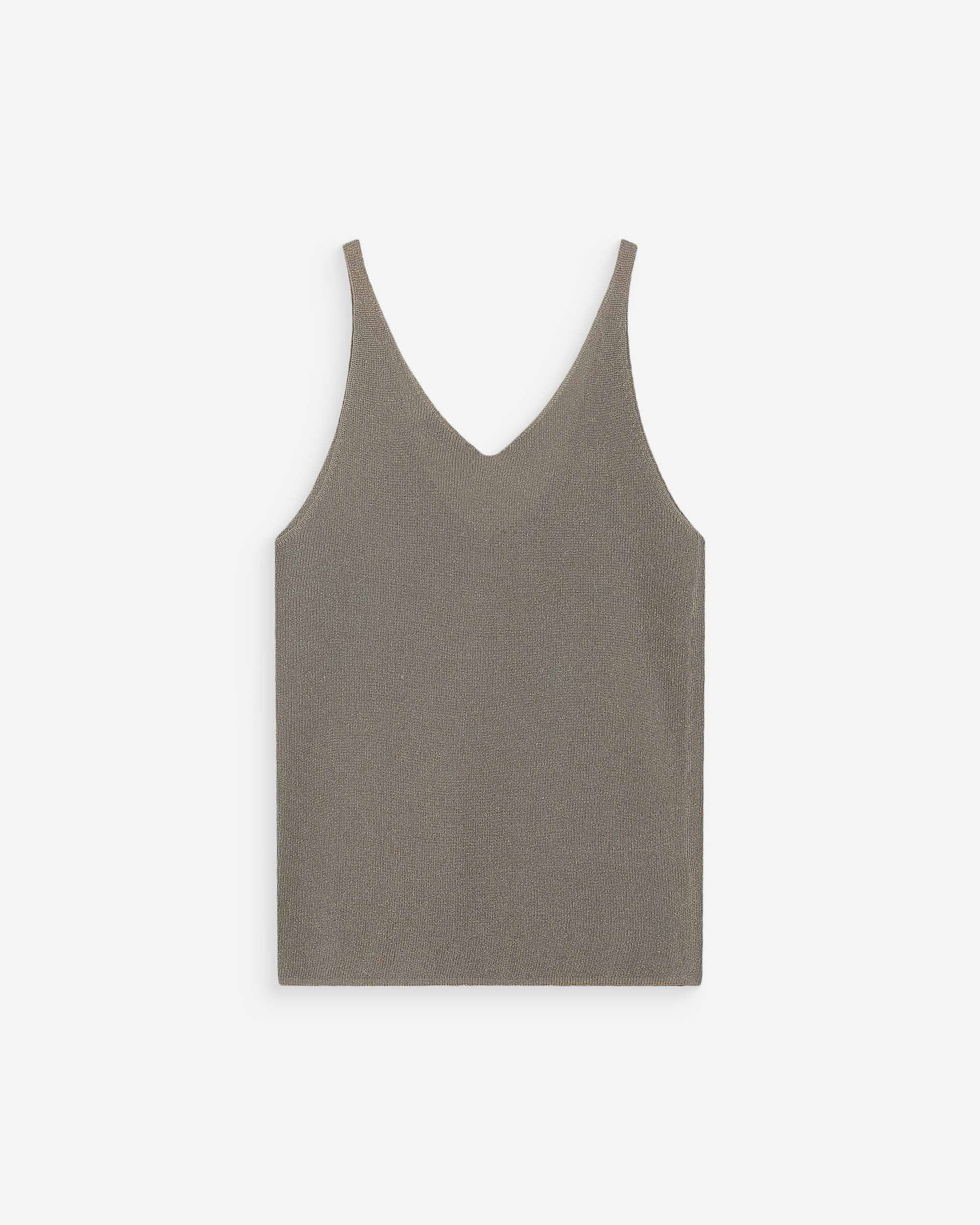 Top ajusté en lurex kaki Paillette