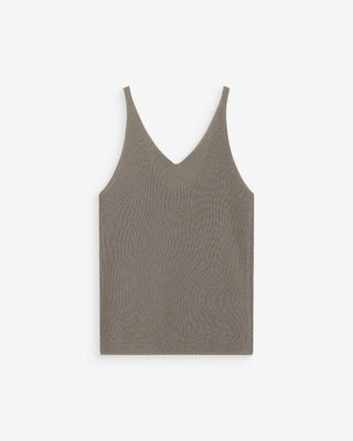 Top de lurex ajustado con escote en V kaki Paillette