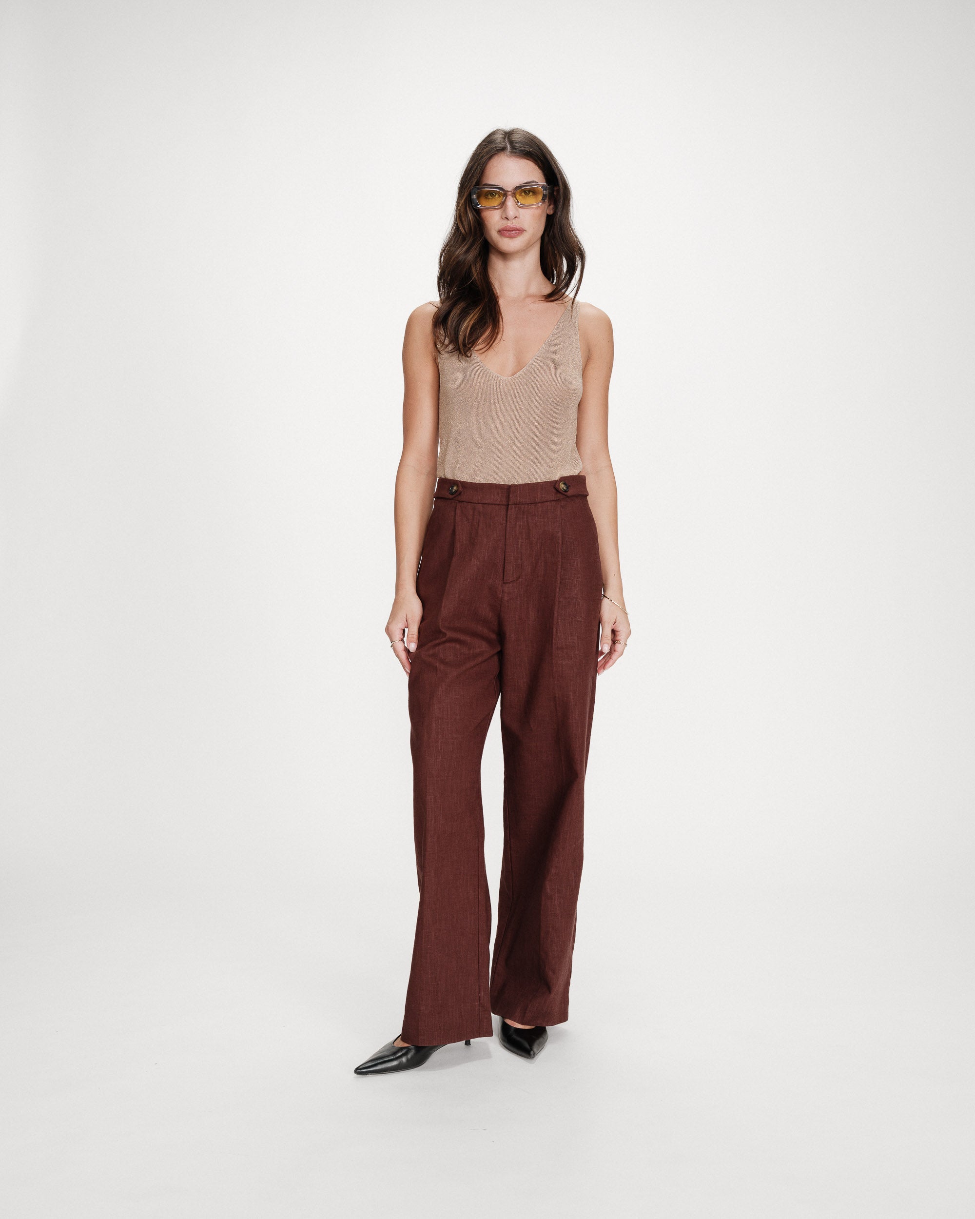 Top ajusté en lurex or Paillette