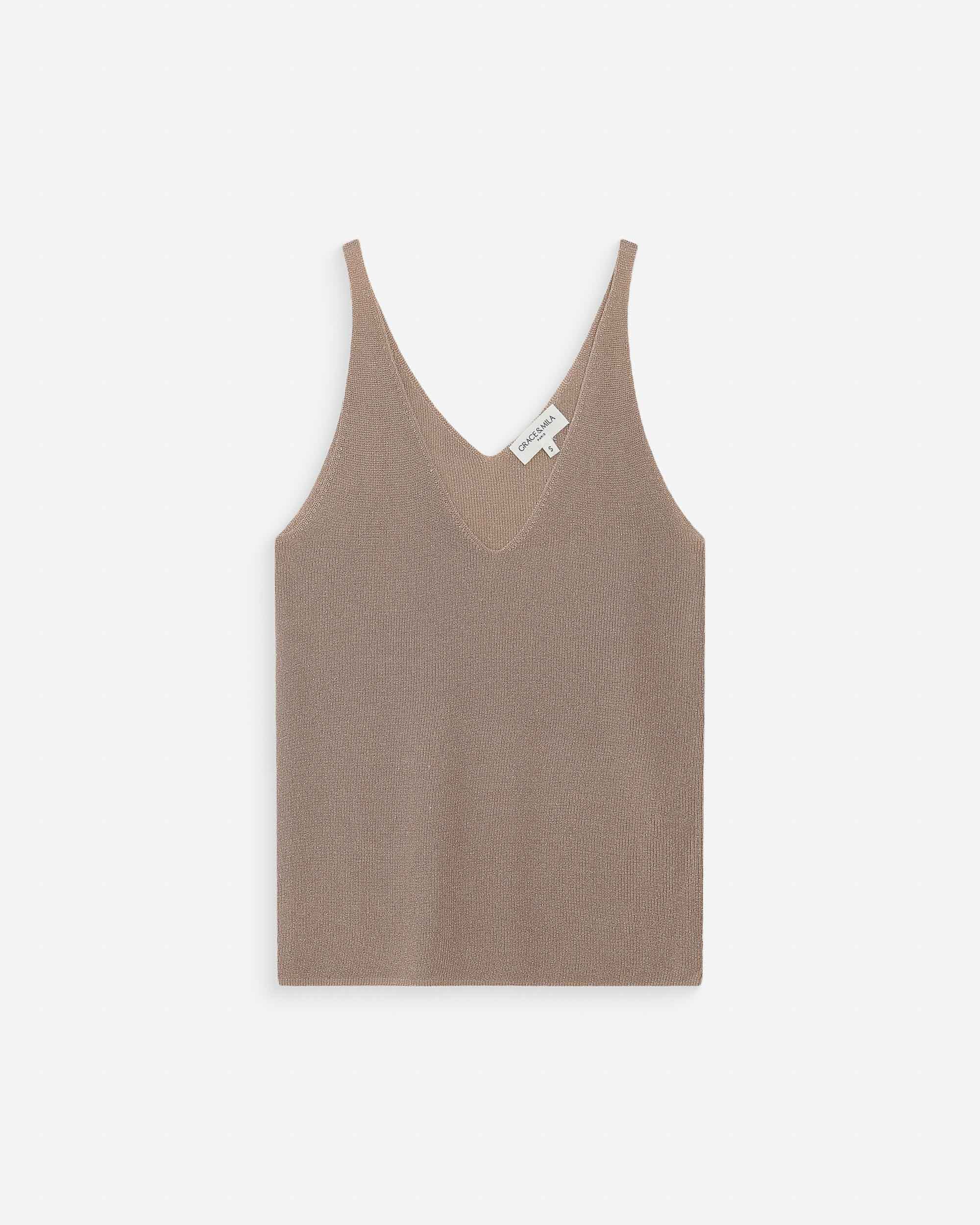 Top ajusté en lurex or Paillette