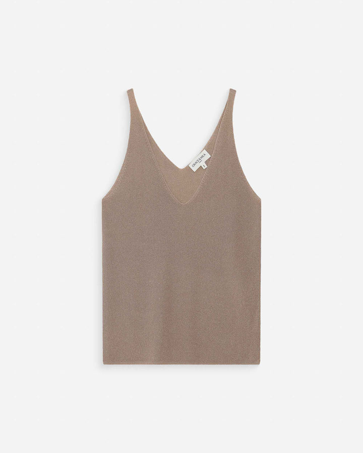 Top ajusté en lurex or Paillette