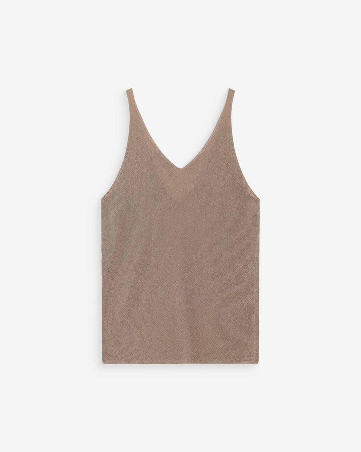 Top ajusté en lurex or Paillette