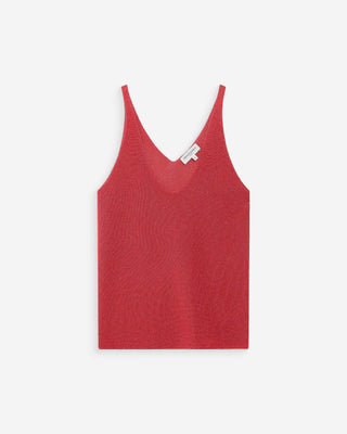 Top ajusté en lurex sanguine Paillette