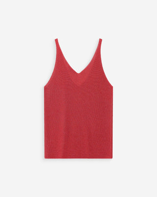 Top ajusté en lurex sanguine Paillette