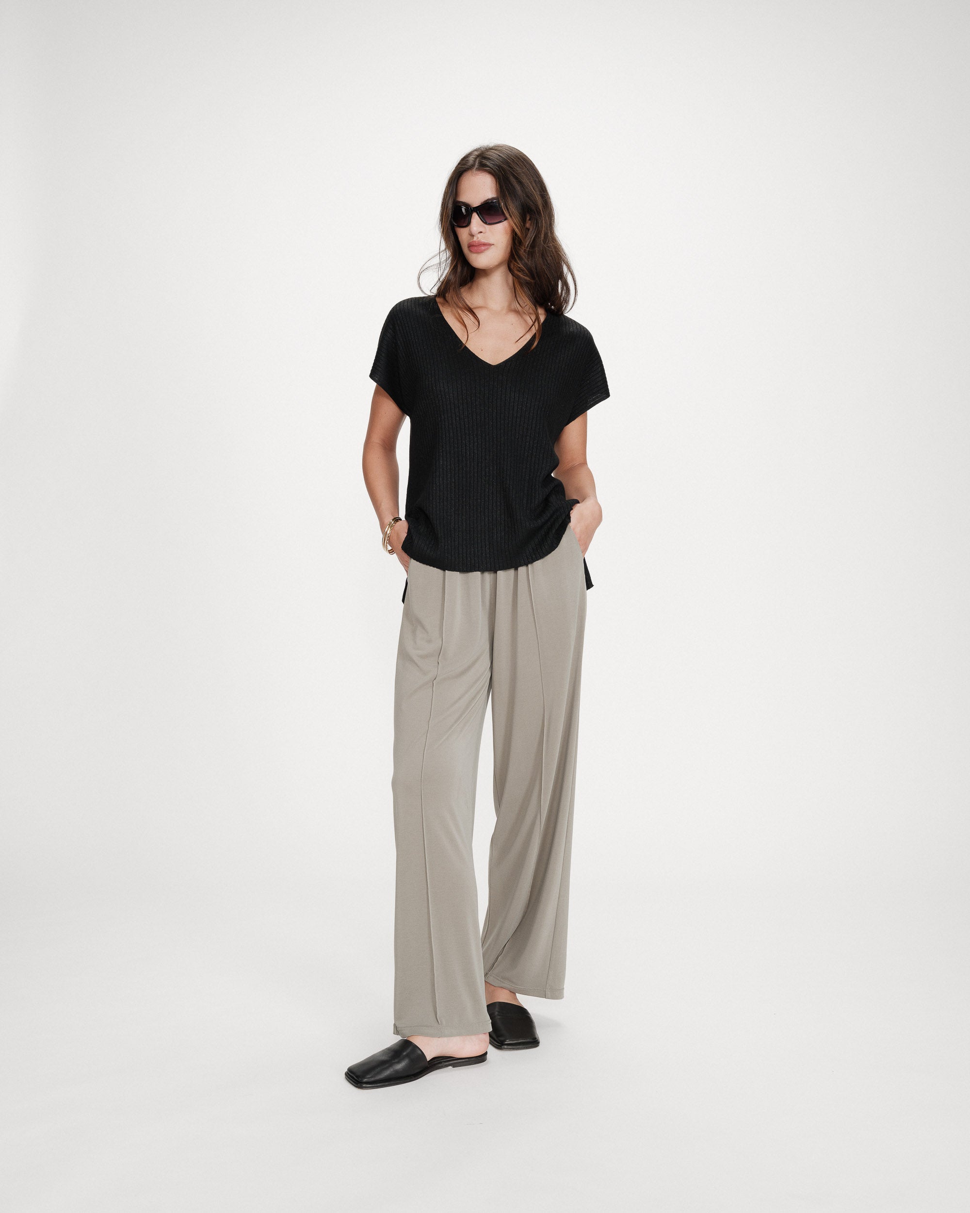 Top large en lurex noir Vaporo