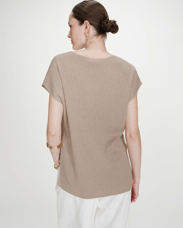 Top amplio de lurex con escote en V or Vaporo