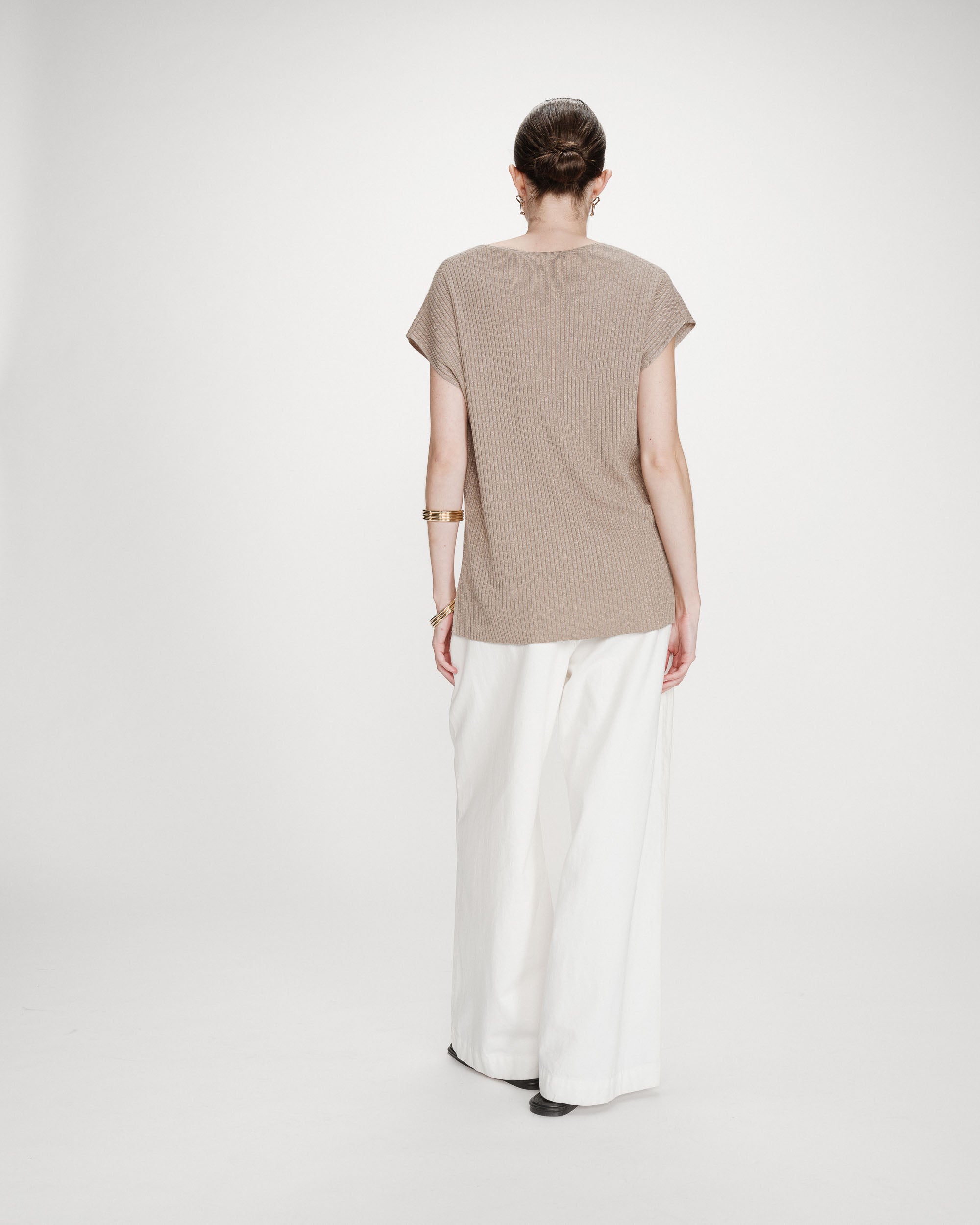 Top amplio de lurex con escote en V or Vaporo