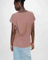Loose lurex V-neck top terracotta Vaporo