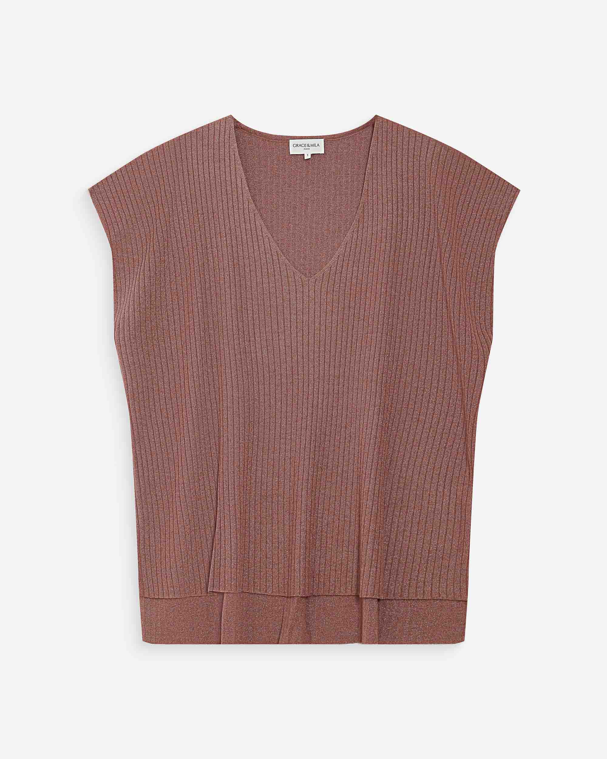 Top large en lurex terracotta Vaporo