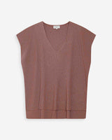 Loose lurex V-neck top terracotta Vaporo
