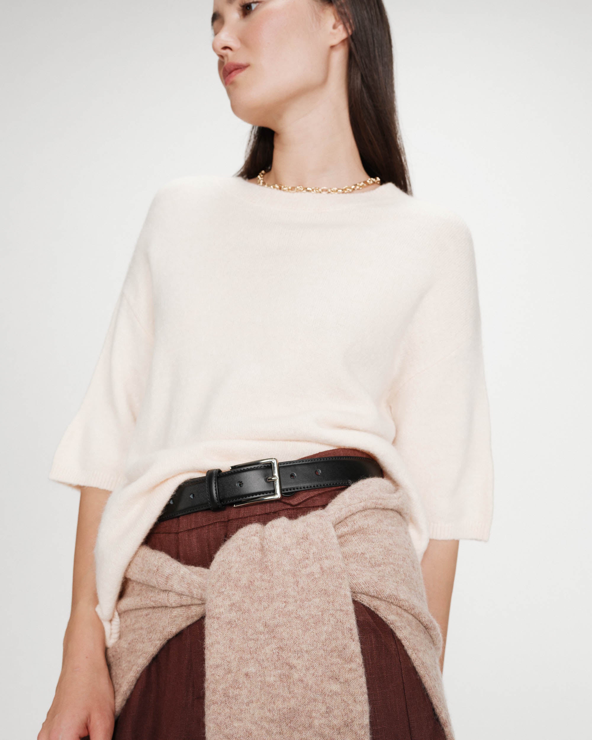 Pull en laine et alpaga amande Vamos