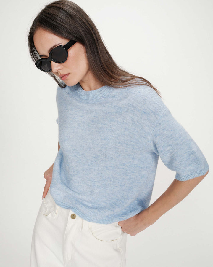 Oversized wool crew-neck sweater ciel Vamos