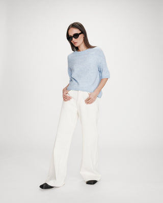 Oversized wool crew-neck sweater ciel Vamos