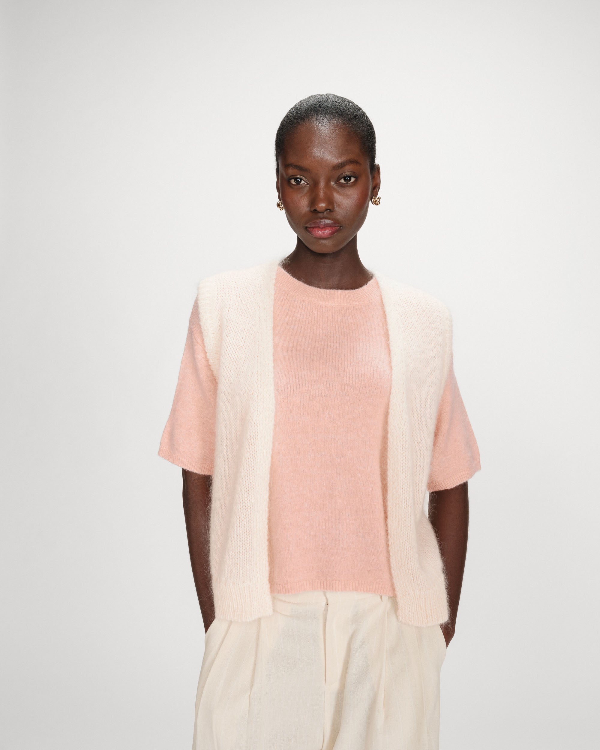 Jersey oversize de lana con cuello redondo peche Vamos