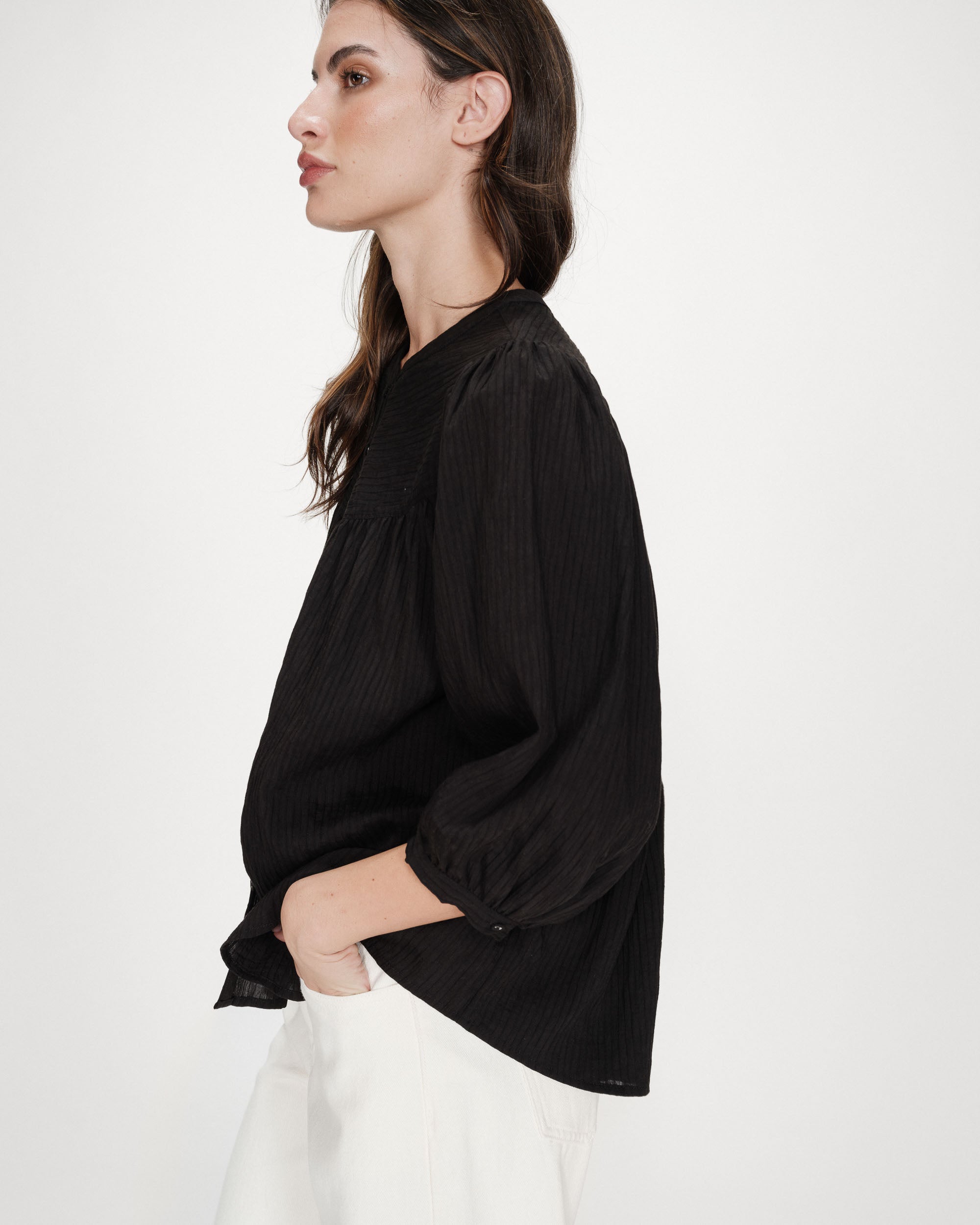 Blouse à manches ballons noir Vanille