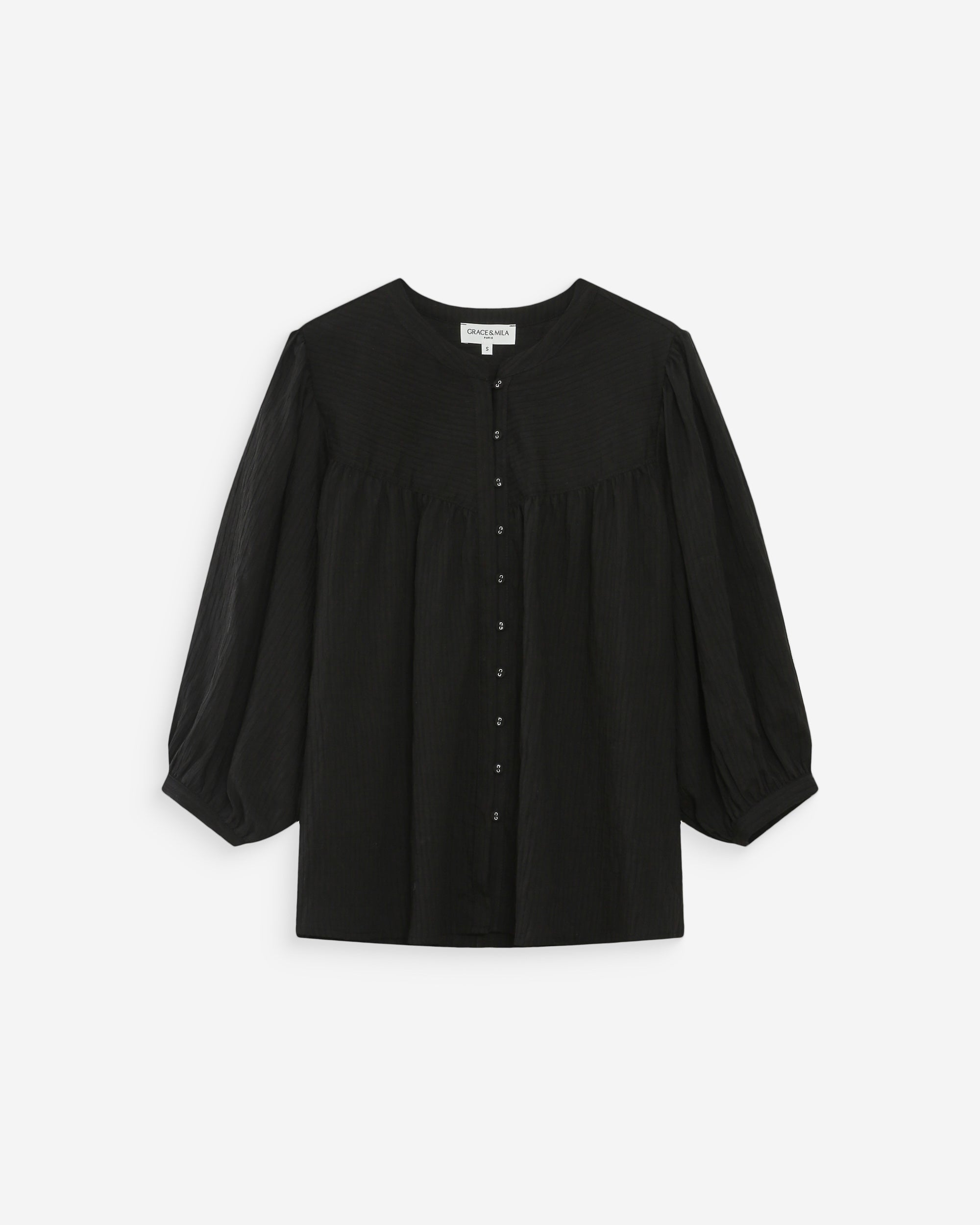 Blusa mangas abullonadas noir Vanille