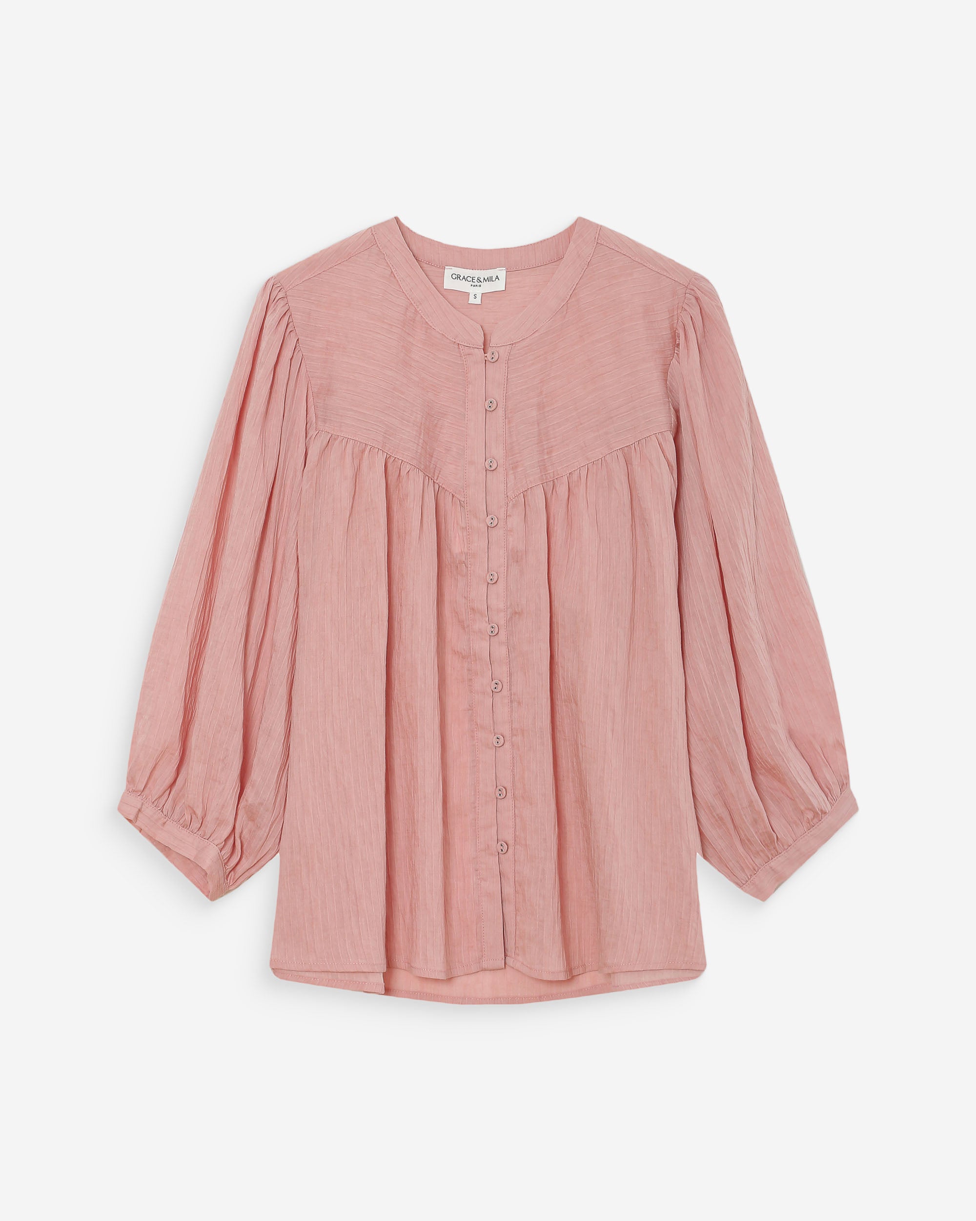 Blouse à manches ballons rose Vanille