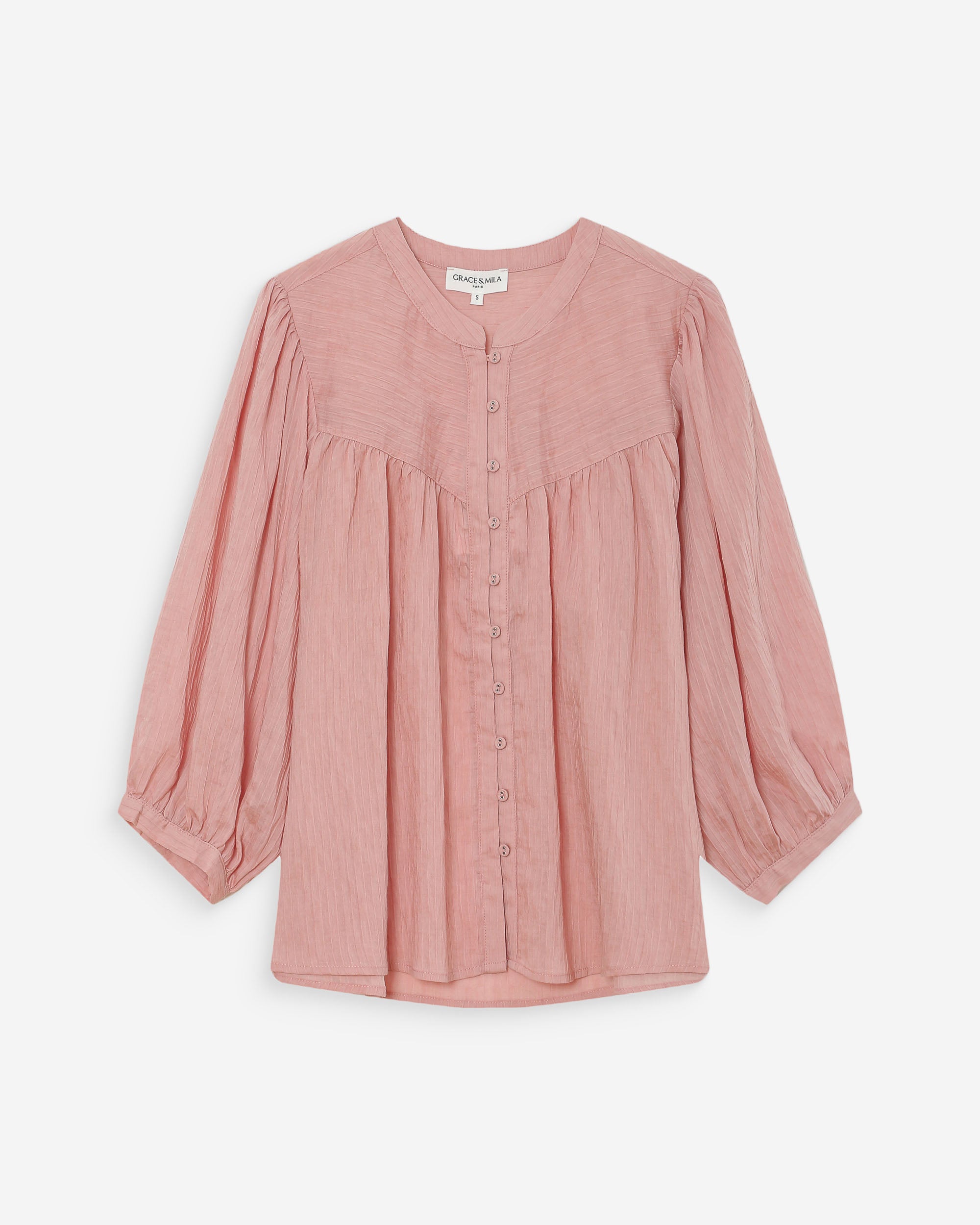Blusa mangas abullonadas rose Vanille