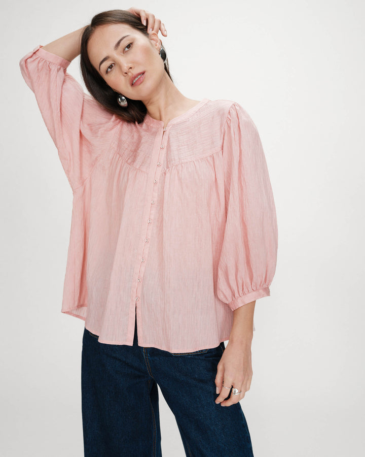 Blusa mangas abullonadas rose Vanille