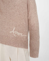 Pull oversize à message beige Viggo