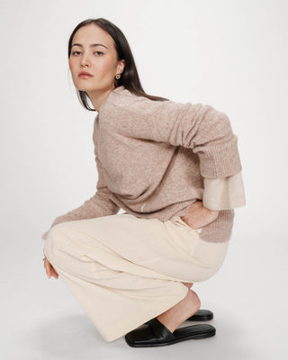 Pull oversize à message beige Viggo