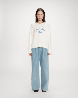 Pull oversize à message bleuet Viggo