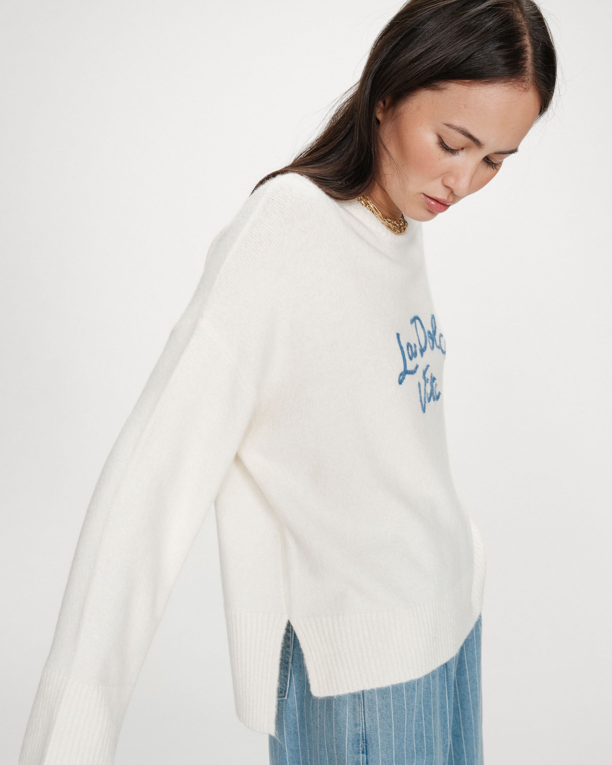 Pull oversize à message bleuet Viggo