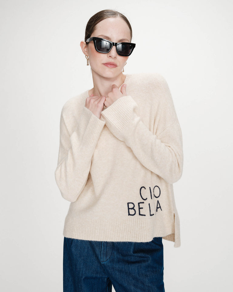 Pull oversize à message brodé – Grace & Mila