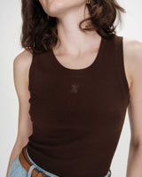 Embroidered tank top chocolat Valou