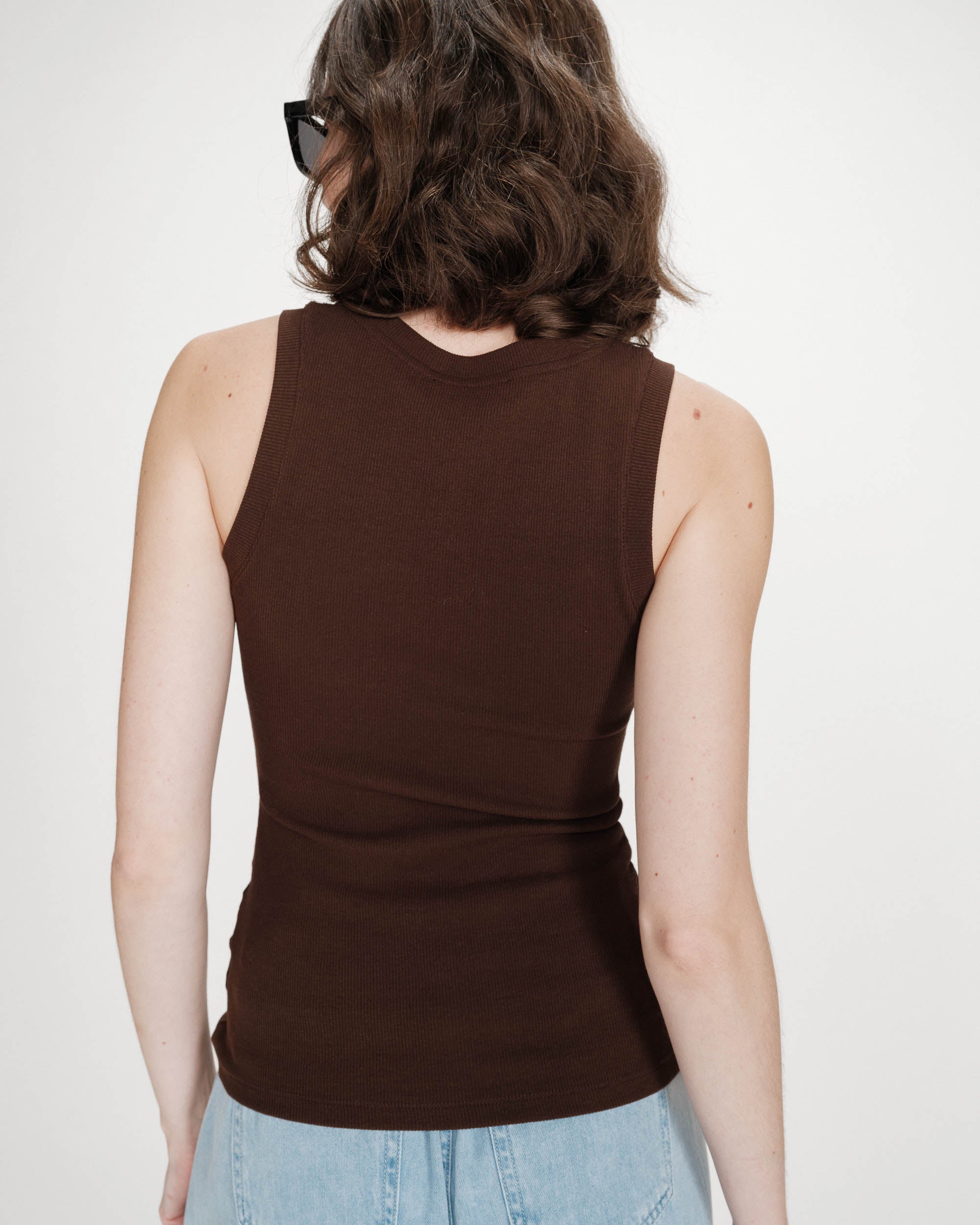 Embroidered tank top chocolat Valou