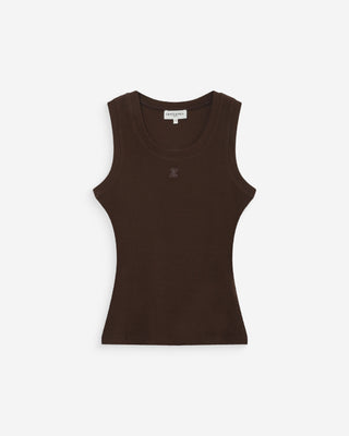Embroidered tank top chocolat Valou