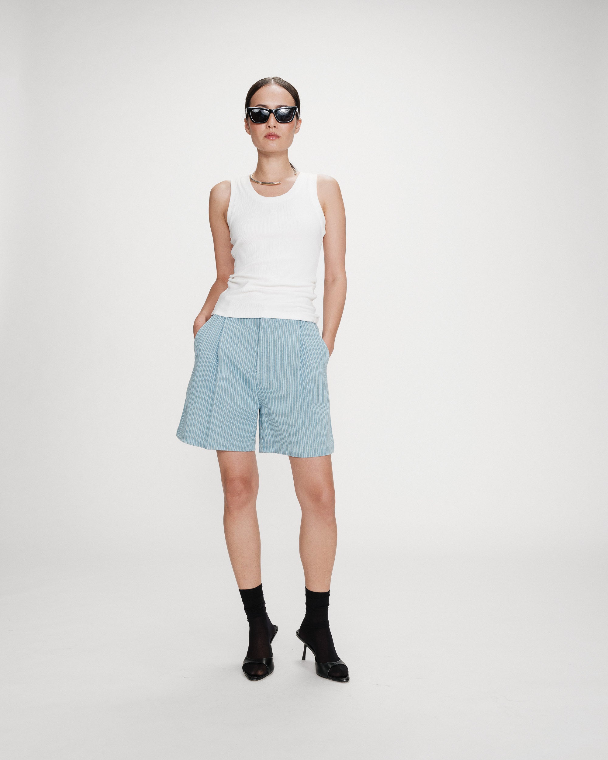 Embroidered tank top ivoire Valou