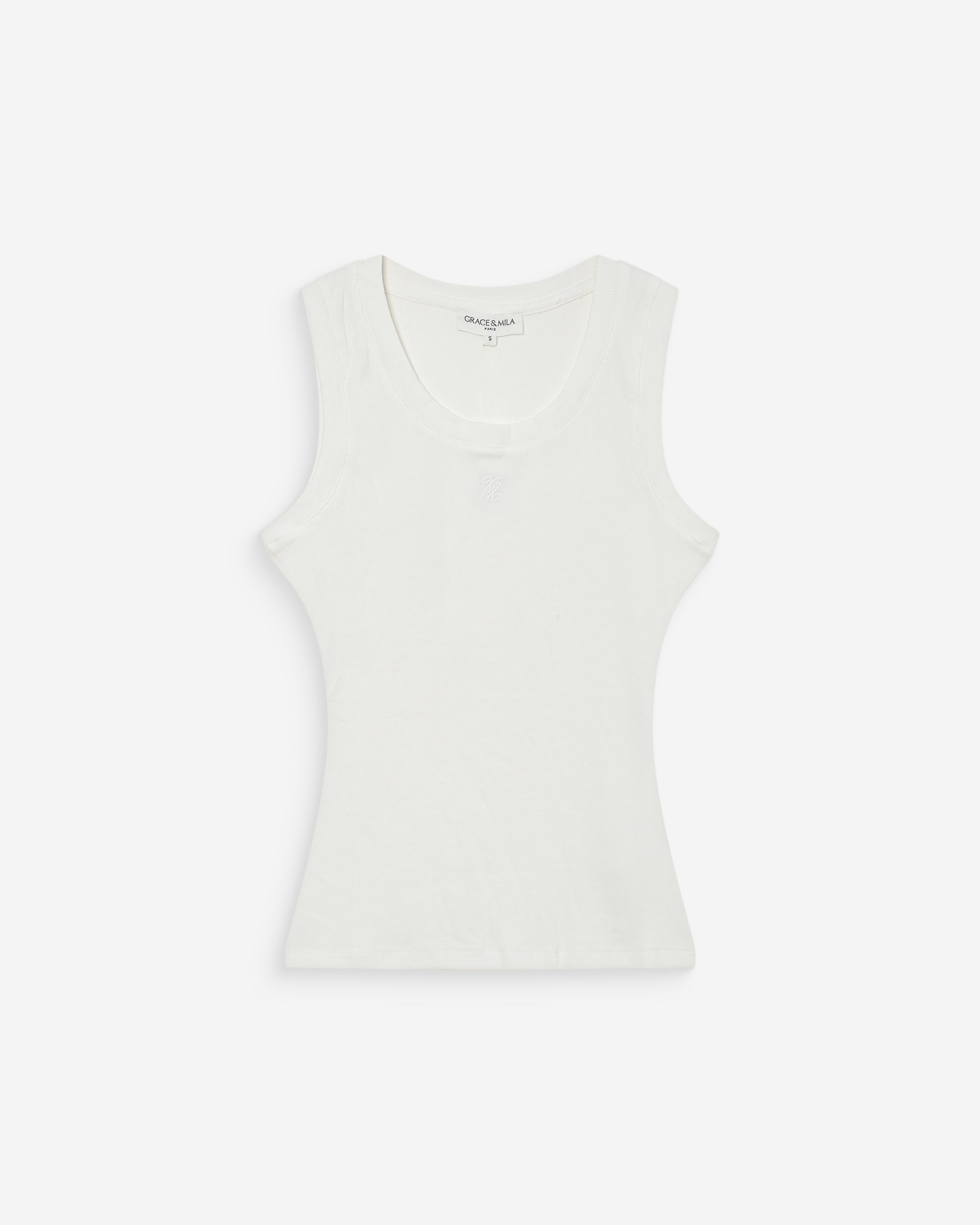 Débardeur ajusté brodé ivoire Valou