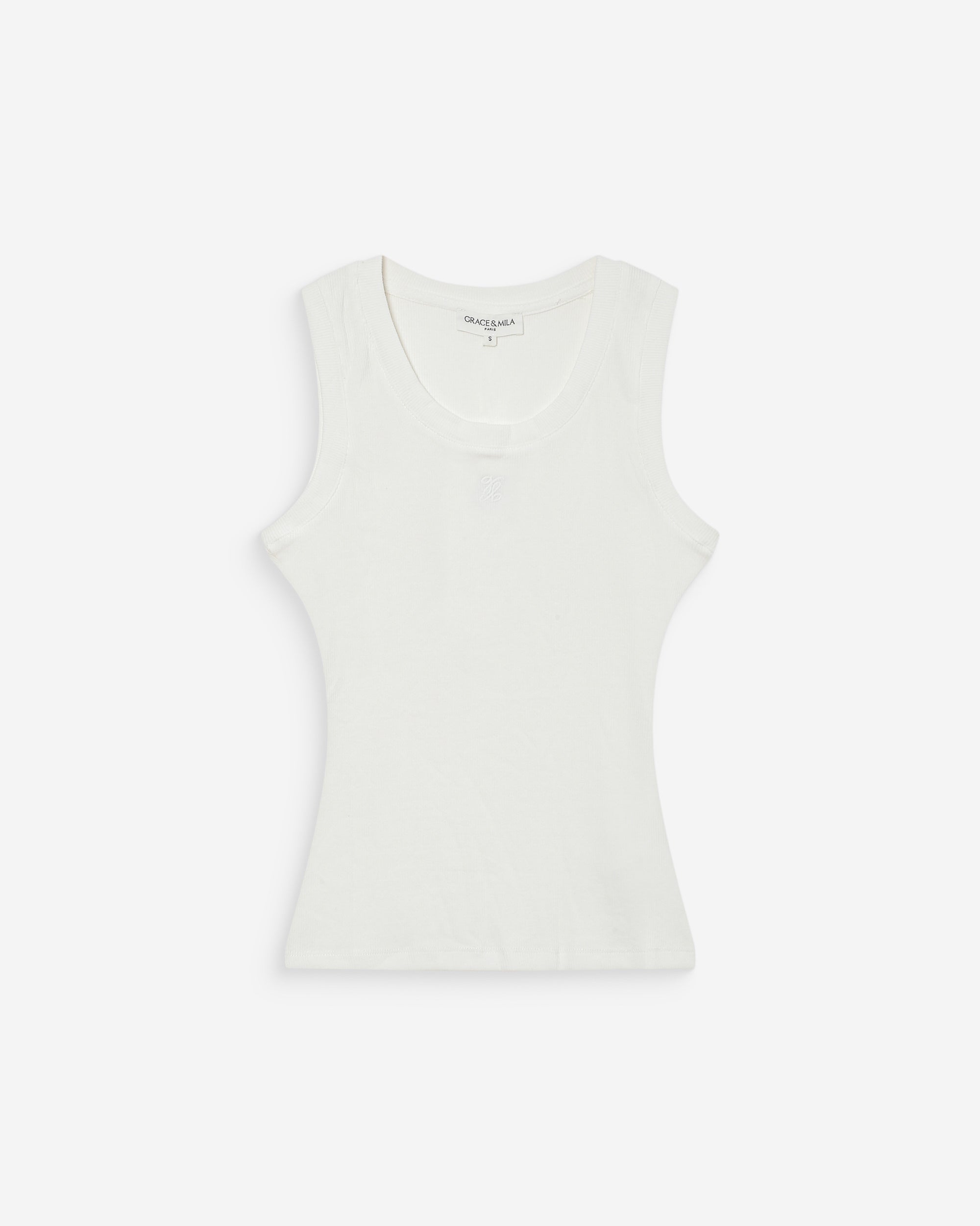 Embroidered tank top ivoire Valou