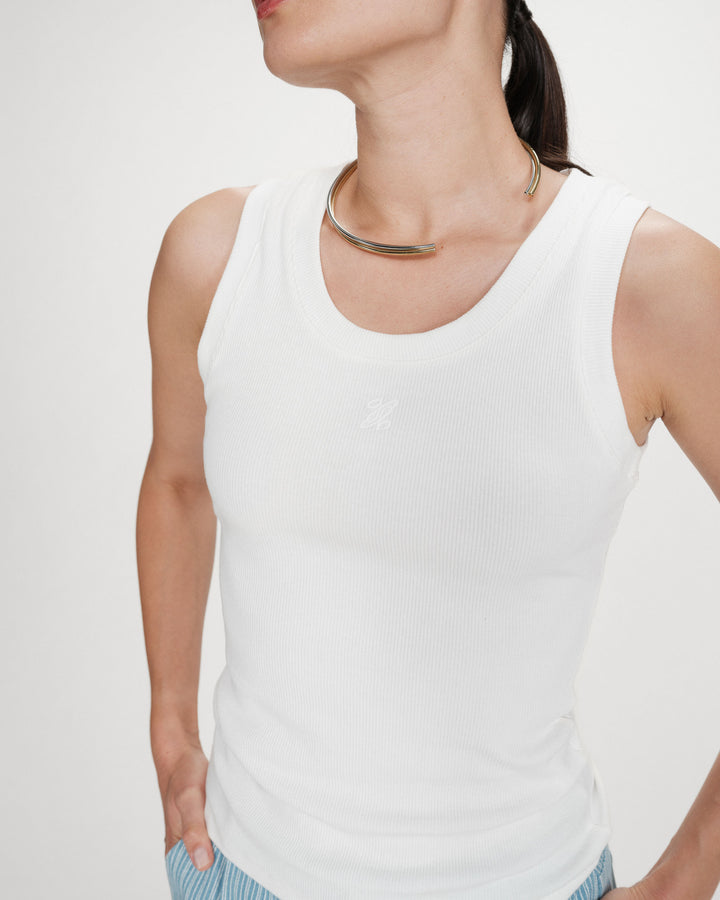 Embroidered tank top ivoire Valou