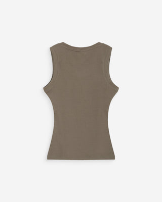 Débardeur ajusté brodé kaki Valou