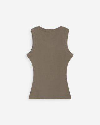 Top ajustado bordado kaki Valou