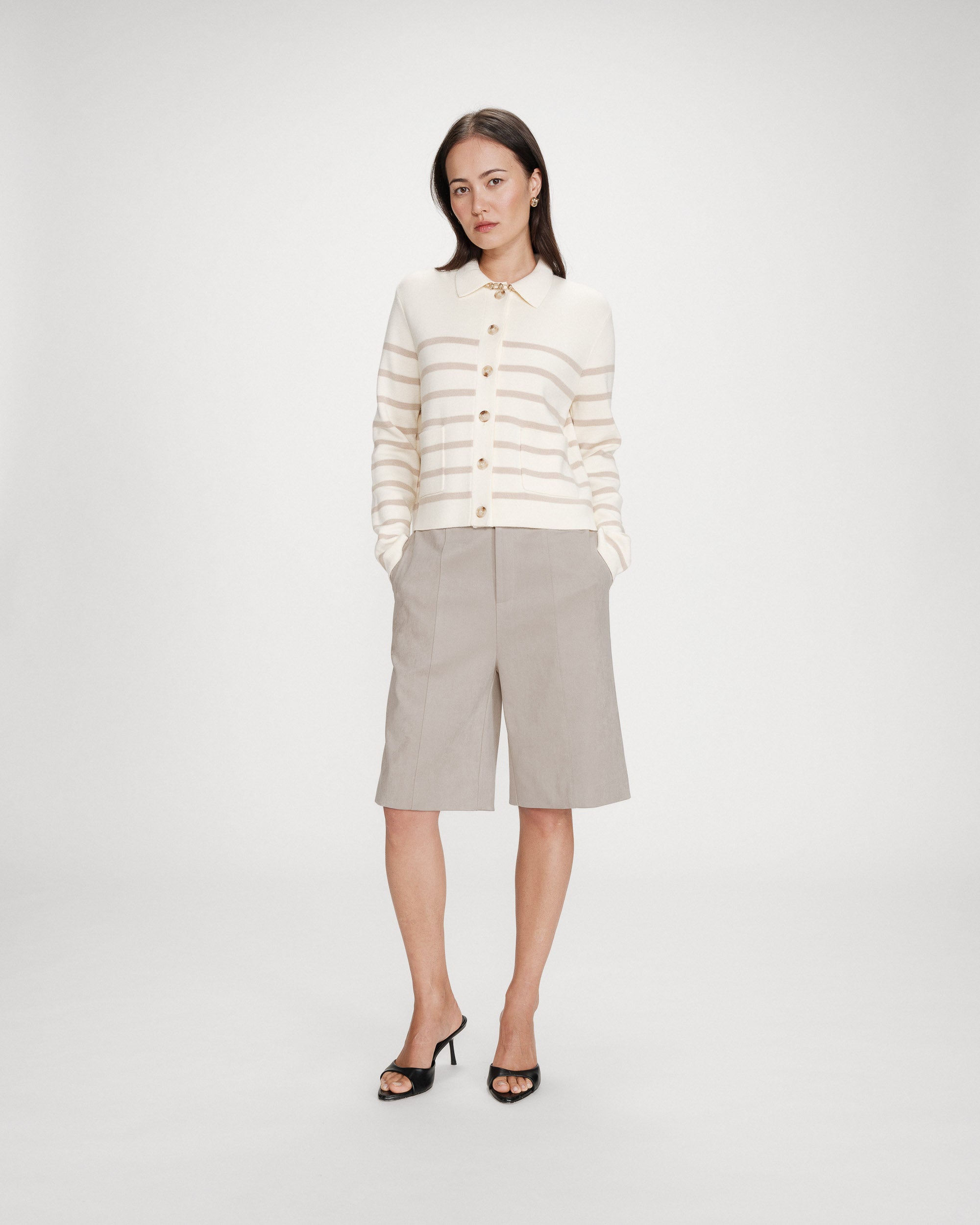 Cardigan boutonné ecru Maelys