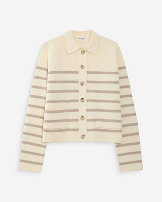 Cardigan boutonné ecru Maelys