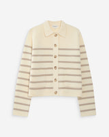 Cárdigan abotonado con cuello de camisa ecru Maelys