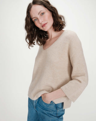 Pull à manches 3/4 beige Vicenzo